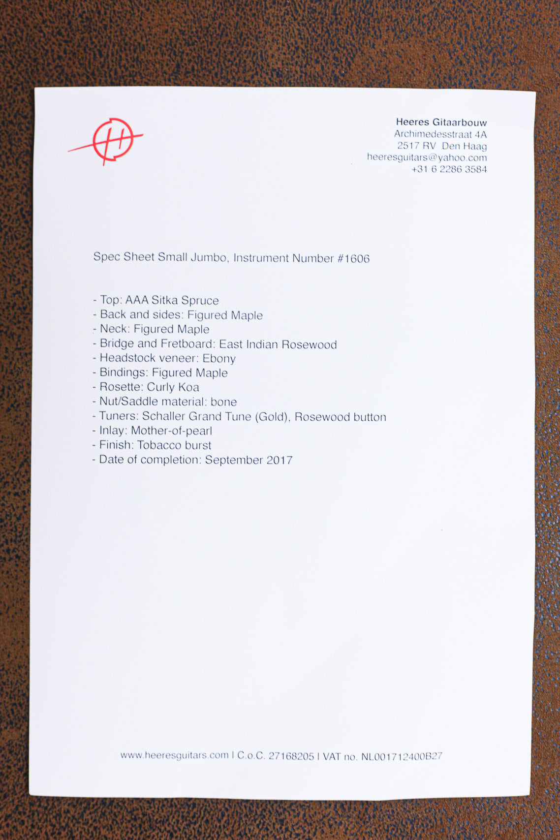 Heeres Guitars Small Jumbo 2018 | Sunburst