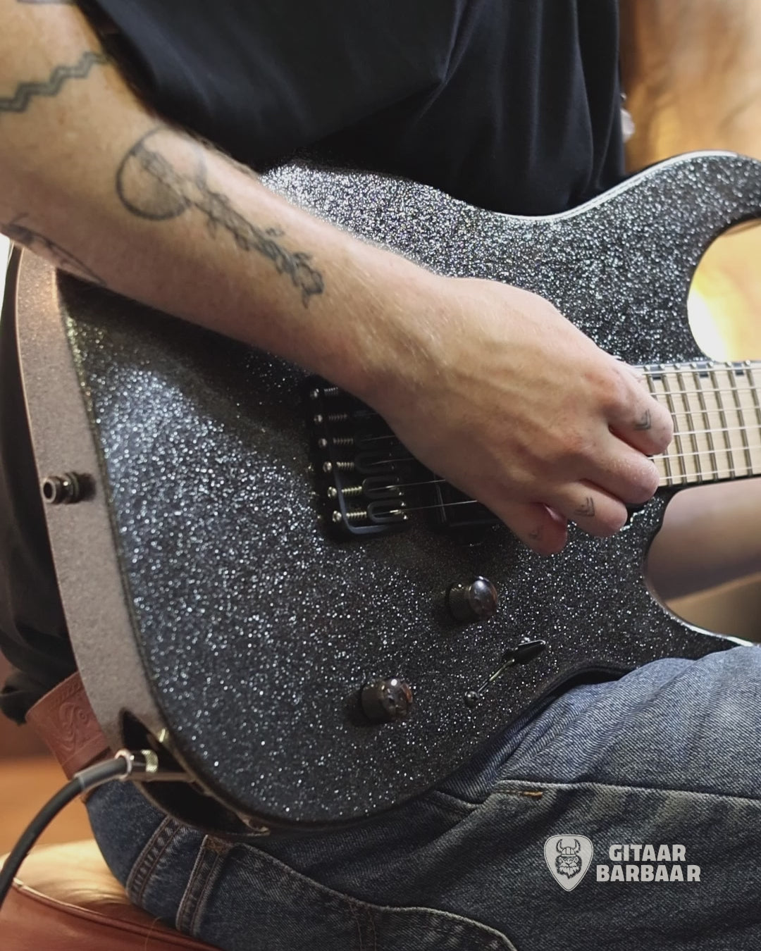 Load video: ESP Original M-2 CTM NT Titan | Metal Black Sparkle